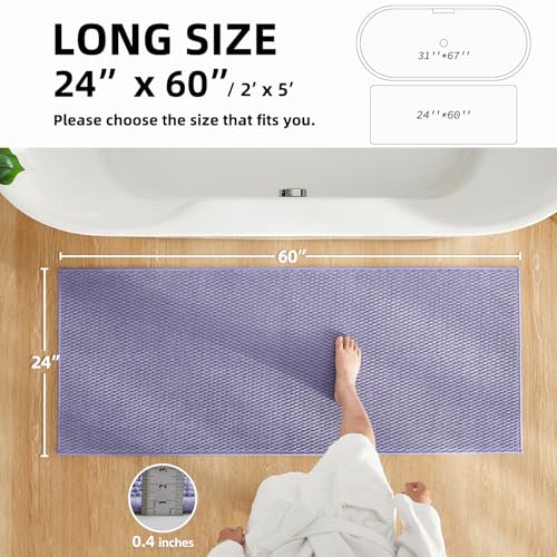 TYUU Bathroom Runner Rug, Long Bath Mat Washable Thin Quick Dry Low Pile Bathroom Runner Rugs 24 x 60 Non Slip, Lavender 24"x60" - color: Lavender, size: 2' X 5' (Runner)