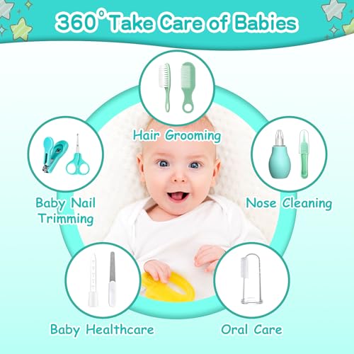 Baby Grooming Kit for Boys Girls Safety Newborn Nursery Essentials Grooming Set Gift for First-time Parents, Green 25 in 1 - style: Green 25 in 1