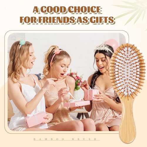 Weysat 12 Pcs Bamboo Hair Brushes Bulk, Wooden Paddle Detangling Brush, Scalp Massage and Anti-Static Hairbrushes, DIY Engraving Gifts for Women, Men, Party and Wedding (White) - color: White
