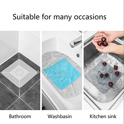 Silicone Tub Stopper Floor Drain Cover, 2 Pieces Sewer Anti-Odor Mat Deodorizing Drain Plugs for Kitchen, Bathroom and Laundry(5x5 inch) - color: White/5*5 Inch/2-piece Set