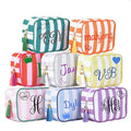 Personalized Makeup Bag with Embroidered Name Custom Cosmetic Bag Toiletry Bag Stripes Travel Organizer Bachelorette Party Bridal Wedding & Birthday Gift - color: Style-03
