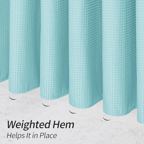 MitoVilla Teal Shower Curtain with Snap-in Liner, Modern Weave Fabric Shower Curtain for Aqua Luxury Hotel & Spa Bathroom Decor, 72 x 72, Teal/Turquoise - color: Teal, size: 72"W x 72"L (Pack of 1)