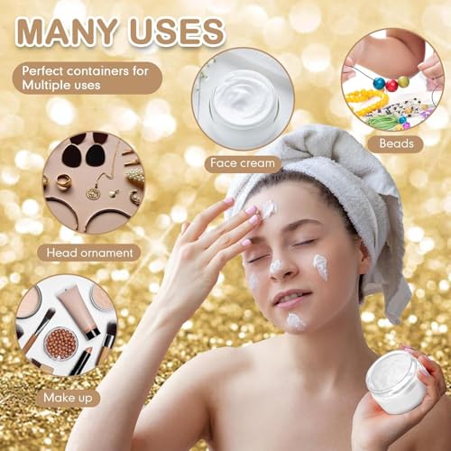 Patelai 4 Pieces Round Wide-mouth Leak Proof Plastic Container Jars with Lids for Travel Storage Makeup Beauty Products Face Creams Oils Salves Ointments DIY Making(2 Ounce,Gold) - color: Gold, size: 2 Ounce