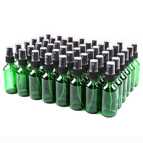 NOOEEISS Green Glass Small Spray Bottle 2 oz 48 Packs,Fine Mist Sprayer Small Clear Bottles,Refillable Containers mini spray bottles for Cleaning Solutions and Skin Care (Green 48pcs) - color: Green, size: 48Pack