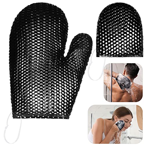 Vesici 2 Pcs Honeycomb Exfoliating Glove Set Exfoliating Bath Mitt Honeycomb Face and Body Scrubber Shower Mitt Sponges for Cleaning Body Shower Face Skin Beauty Spa(Black) - color: Black