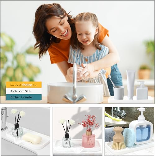 Yasmen Silicone Bathroom Soap Dishes, Sink Sponge Holder for Kitchen, Rubber Soap Dish with Drain, Shower Soap Sponge Tray, Sink or Counter Organizer, for Bar Soap, Bottle, Dish Soap Dispenser-White - color: White, size: L(9.5"×5.1" )
