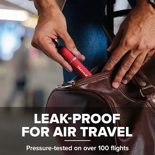 Travalo Classic HD Perfume Atomizer - Leak-Proof and TSA Approved for Air Travel - Reusable, Airtight, Easy-Fill Mini Pump Sprayer - Lightweight, Elegant Design w/Volume Window - Red 0.17oz - color: Red