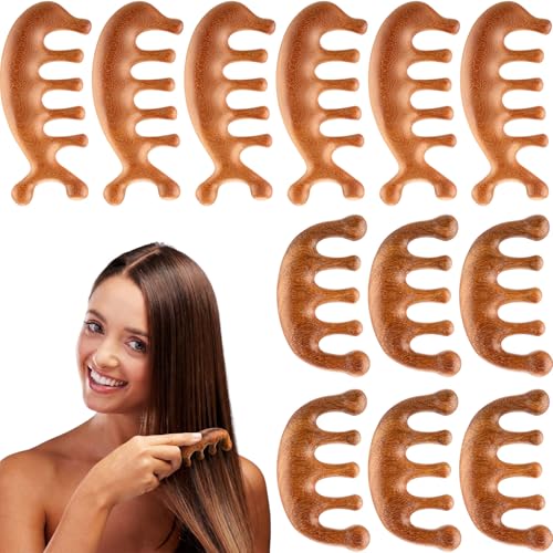 LemonRoad 12 Pack Wooden Scalp Massager Natural Sandalwood Wide Tooth Combs Wooden Scalp Massage Combs Bulk for Hair Growth Hair Care (Sea Lion&Classic) - style: Sea Lion&classic