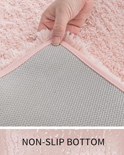 Toilet Rugs U-Shaped Mat 24x22, Contour Bathroom Mat - Ultra Soft & Absorbent Microfiber, Quick-Dry, Machine Washable with High Density Foam Latex Non Slip Backing, Pink - color: Pink, size: 24" X 22"(Toilet Rug)