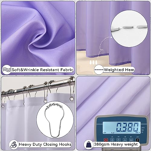 XLHOMO Bathroom Set - Purple Bathroom Sets with Shower Curtain and Rugs, 24PCS Shower Curtain Set with Hooks, Soap Dispenser, Soap Dish, Toilet Brush Holder and Trash Can for Housewarming - color: Purple and Gold, size: Bathroom Set+Shower Curtain+Bath Ru