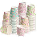 WRAPAHOLIC 3oz Paper Cups - 100 Pack Disposable Bathroom Cups with Colorful Rose Floral Design, Small Mouthwash Cup for Toothbrush Rinse, Home Bathroom, Picnic, BBQ, Travel and Party - color: White Pink Rose