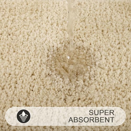 SHACOS Microfiber Bathroom Rugs Set of 3 with Toilet Lid Cover Non Slip | Washable Bath Mat Absorbent Bathroom Carpet 16"x24"+U Shape Toilet Rug 20"x24"+Toilet Lid Cover 19"x21", Beige - color: Beige, size: 16"x24"+U-Shape 20"x24"+Lid Cover 19"x21"