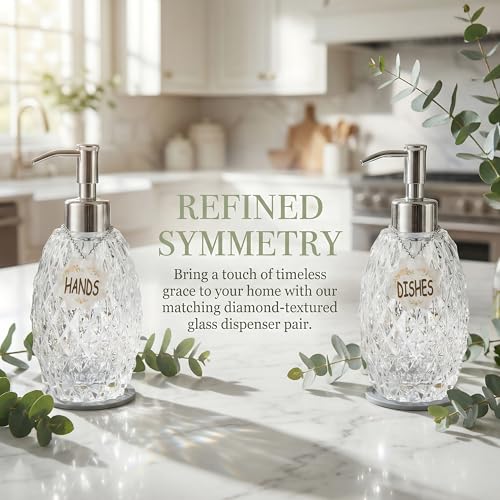 MALACHI Glass Soap Dispenser, 304 Rustproof Stainless Steel Pump, Refillable Multi‑use for Hand Soap, Dish Soap, Body Wash, Shampoo, Baby Wash for Bathroom Kitchen & Commercial - color: Light Clear