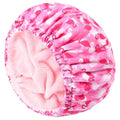 Shower Cap for Women Terry Lined Bath Cap Large Reusable Waterproof Elastic Band Pink Flamingo Shower Caps for Long Thick Hair Soft Bath Shower Hair Caps - color: Hot Pink Flamingo