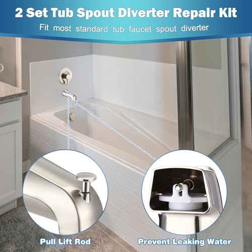 Enhon 2 Set Tub Spout Diverter Repair Kit, Includes 2 x Diverter Valve Stems, 2 x Cup Seals and 2 x Gates, Bathroom Shower Bathtub Leaky Faucet Repair Replacement Parts(Brushed Nickel,Classic) - color: Brushed Nickel