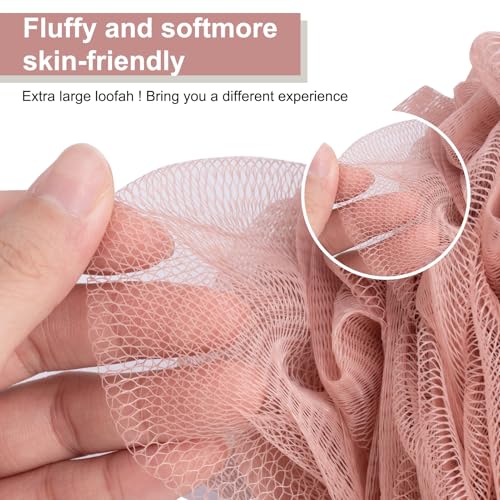 MTDLYICE Loofah Sponge XXL-100g 4 Pack, Bath Sponge Soft Mesh Shower Puff Loofah for Men, Exfoliating Body Scrubber for Women, Shower Accessories (Cherry Red) - style: 100g Cherry Red