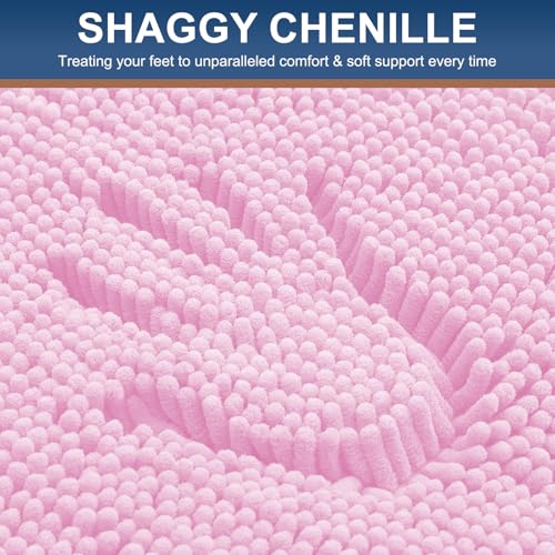 Smiry Luxury Chenille Toilet Rugs U-Shaped 20x20, Soft Absorbent Non-Slip Contour Bathroom Rugs for Toilet, Machine Washable Contoured Bath Mats, Pink - color: Pink, size: 20" X 20" Contour Rug