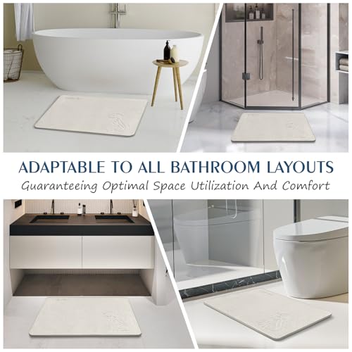 Stone Bath Mat Quick Drying Absorbent Shower Mat Diatomaceous Earth Pad Bathroom Floor Bathtub Pad Non-Slip Easy to Clean Bathroom Essentials (Pet Pattern-Beige) - color: Pet Pattern-beige