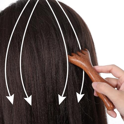 QfwdfcTrenz 3PCS Wooden Scalp Massager, Head Massage Tool, Deer Antler Comb, Reduction Head Massager Comb Deep Relaxation and Stress Reduction for Wellness and Self Care