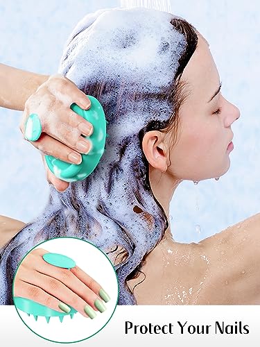 HEETA Scalp Massager Hair Growth 2-Pack, Soft Silicone Scalp Scrubber Shampoo Brush for Exfoliation Dandruff Removal Head Massage Stress Relax, Wet & Dry Use for Women Men Thick Thin Curly Hair Care - color: Whole Black & Green