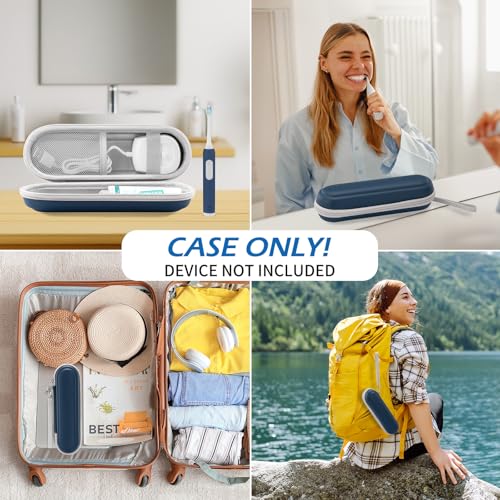 Toothbrush Travel Case for Oral B/Oral-B Pro 1000 1500 5000 7000 & Philips Sonicare 4100 1100 5300 5100 6100/iO Electric Toothbrush, Hard Protective Storage Bag (Deep blue) - color: Deep blue