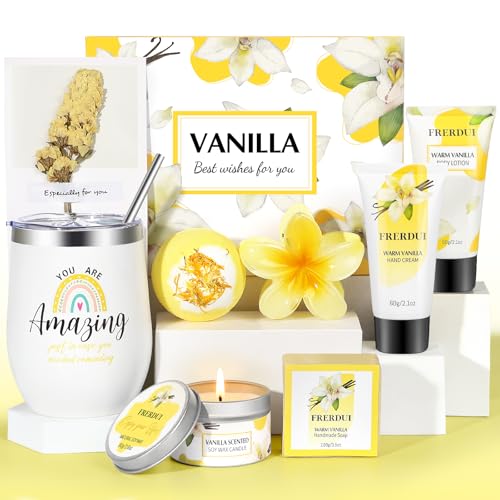 Birthday Gifts for Women, Relaxing Spa Gift Baskets for Women, Warm Vanilla Self Care Bath and Body Gift Set Care Package for Her Wife Mom Female Friends Bestie Sister Mothers Day Gifts - color: 8Pcs Warm Vanilla