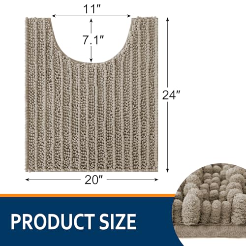 Smiry Bathroom Toilet Rugs U Shaped 24x20, Extra Soft Absorbent Non Slip Rubber Backing Chenille Contour Bath Rugs for Toilet, Machine Washable Contoured Bath Mats, Latte - color: Latte, size: 24'' X 20''