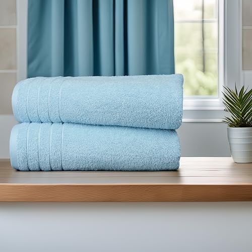 Tens Towels Pack of 8 Towels Set, 2 Extra Large Bath, 2 Hand, 4 Washcloths, 100% Cotton, Lighter Weight, Quicker to Dry, Super Absorbent, Perfect for Bathroom, Sky Blue - color: Sky Blue