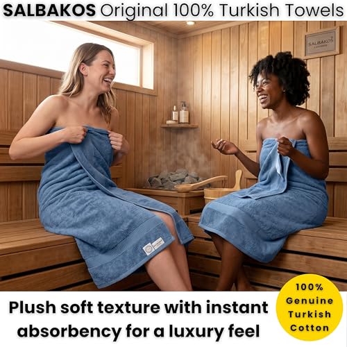 SALBAKOS 2-Piece 100% Turkish Cotton Extra Large Bath Towel 35x70 inch | Premium Hotel Quality Bath Sheet Towels | Thick, Soft, Absorbent, Oversized Bath & Beach Towels (Blue, 2 Bath Sheets) - color: Blue, size: 2 Bath Sheets