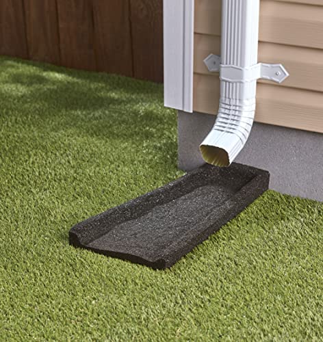 Rubberific 2 Pack Premium Rubber Downspout Splash Block, Rain Guard, Stone Textured Drain Extender (Black) - color: Black