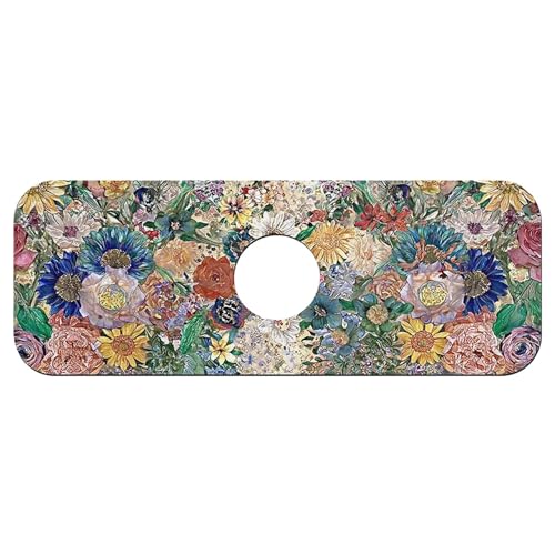 Faucet Fast Absorbent Pad - Hundred Flowers Picture Drying Pad, Suitable For Kitchen, Bathroom, Island And Other Scenes - color: Hundred Flowers Picture