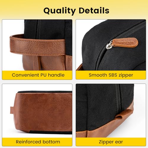 Vorspack Travel Toiletry Bag - Hanging Toiletry Bag for Men Water Resistant Canvas Shaving Bag with Large Capacity for Travel - Black (Pack of 2) - color: Black, size: Medium (Pack of 2)