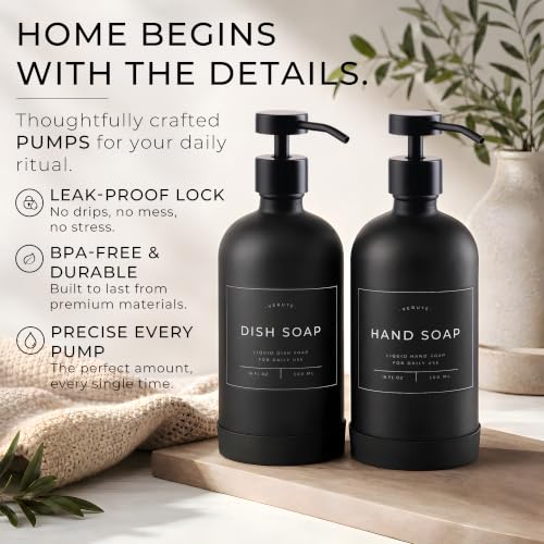 Soap Dispenser Pump | Stainless Steel Replacement | Durable, Rustproof | for Glass & Plastic Bottles with 28mm 28/400 Thread - 2 Pack (Black) - color: Black