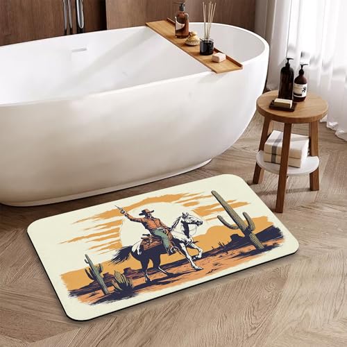 Western Boy Bathroom Rugs Mat, Super Absorbent Quick Drying Floor Mat for Bathroom Entryway 17"x30" - color: Western Boy