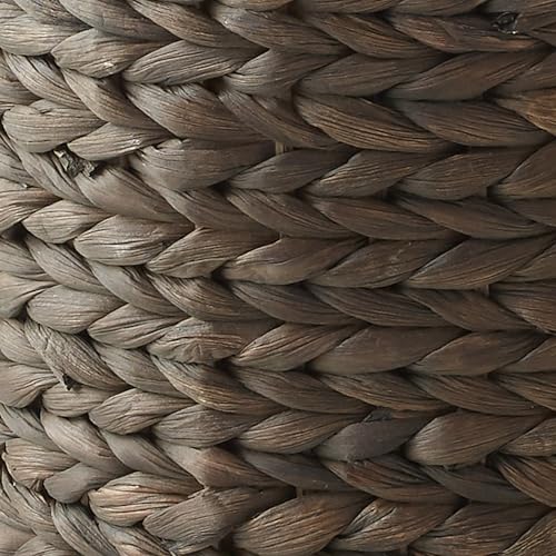 Casafield Water Hyacinth Trash Can with Lid and Liner - Espresso Brown, Woven Wicker Waste Basket for Bathroom, Bedroom, Laundry Room, Home Office