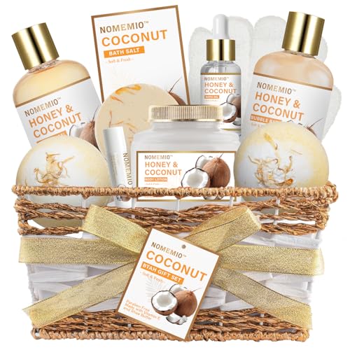Birthday Gifts for Women, 11pcs Honey & Coconut Luxury Gift Basket Bubble Bath Skincare Gift Set - size: 11pcs Honey & Coconut