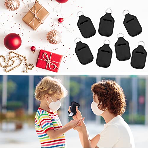 Duufin 60 Pcs Black Hand Sanitizer Holder Keychain Empty Travel Bottle Set | Including 30 Pcs Black Hand Sanitizer Keychain Holder and 30 Pcs Refillable Empty Travel Bottles for Backpack Purse - color: Black