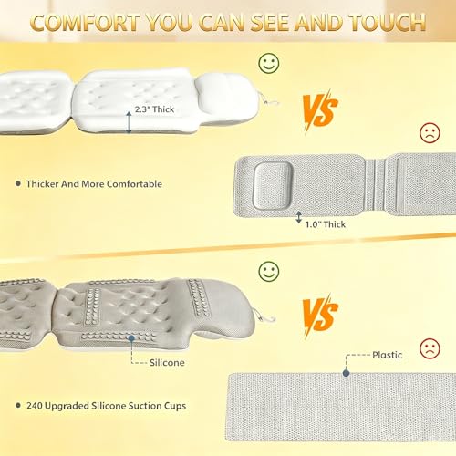 Full Body Bath Pillow, Luxury Bath Cushion with 192 Suction Cups, Bath Pillows for Tub for Head and Neck Support, with Laundry Bag White, 63" x 16" - size: 63" x 16"(Upgrade）