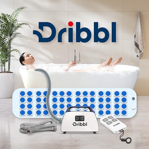 Dribbl Electric Bubble Massage Bathtub Mat – Non-Slip Full-Body Waterproof Hot Tub Spa Mat for Bath with Heater, Motorized Air Pump, and Remote Control, 6-Speed Adjustable Massage, Blue - color: Blue
