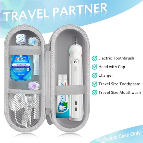 Sopito Electric Toothbrush Travel Case, Hard Storage Case with 6pcs Cover Caps, Fits for Oral-B/Oral-B Pro/Philips Sonicare Electric Toothbrush, Blue - color: Navy blue