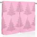 2 Pack Christmas Tree Hand Towels 100% Cotton Jacquard Holiday Kitchen Dish Towels Retro Neutral Pink Bathroom Towels Set Gift Seasonal Xmas Winter Bathroom Decor (Pink Christmas Tree) - color: Pink Christmas Tree