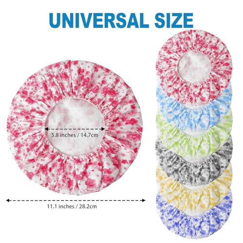 6 PCS Shower Caps for Women, Double Side Waterproof Shower Cap, Reusable Elastic Bath Caps for Shower, EVA Bathing Shower Caps, Bath Hair Caps - Plum Blossom - color: Plum Blossom
