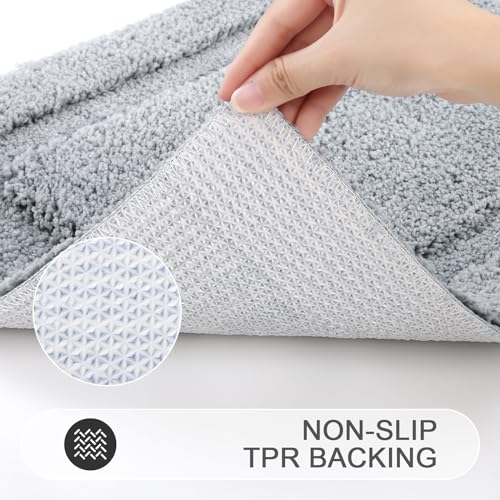 SHACOS Microfiber Bathroom Rugs Set of 3 Pieces | Small Bath Mats 16"x24" with Toilet Lid Cover U Shaped Toilet Rug Fluffy Plush Non Slip Washable Carpet(Light Grey) - color: Light Grey, size: 16"x24"+U-Shape 20"x24"+Lid Cover 19"x21"