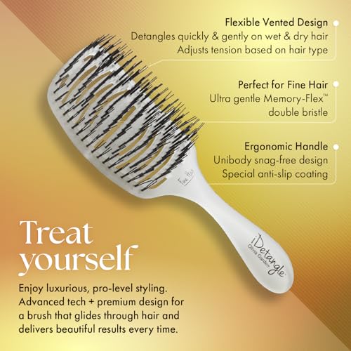 Olivia Garden iDetangle Brush for Wet and Dry Hair - Detangler Brush for Women and Men - Adjusts Tension by Hair Type - For Curly, Wavy or Straight - Flexible Vented Head