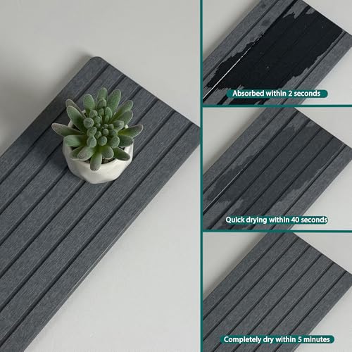 NiuYichee 2 PCS Water Absorbent diatomite Coasters, 12" x 5.5" Water Absorbing Stone Tray for Sink, Stone Drying mat for Kitchen Counter, Stone soap Tray Used for Hand Soaps & toiletries & Plants - color: Dark Grey, size: 12.2 x 5.5 inches