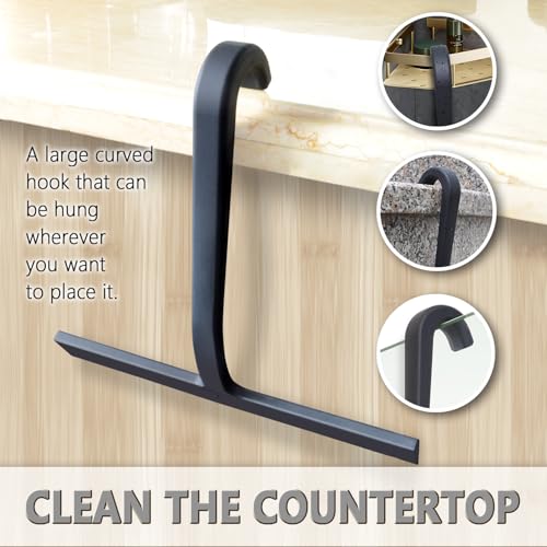 Shower Squeegee for Glass Doors – 10" Silicone Squeegee with Built-in Hook, One-Piece Seamless Design, Streak-Free & No-Scratch Window Cleaner for Bathroom, Mirrors & Tiles (Black) - color: Black, size: 10 Inch