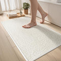 Bathroom Mat Quick Dry Low Profile Washable Bathroom Rugs Non Slip Bath Rug Ultra Thin Bath Mat Fit Under Door, Cream White 17" × 32" - color: Cream, size: Medium(17"x 32")