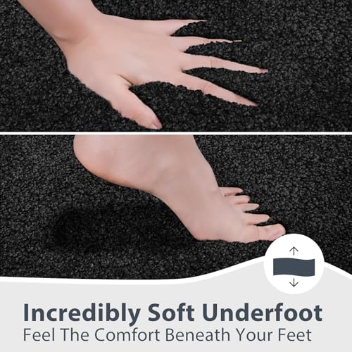 anllugs Bathroom Rugs 30" x 60", Non-Slip Extra Soft Absorbent Bath Rugs, Machine Washable Quick Dry Bath Mats for Bathroom Floor, Shower, Bathtub and Sink, Black - color: Black, size: 30" X 60"