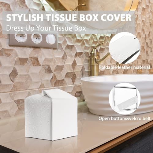 Bathroom Accessory Set - 10 Piece White Bathroom Sets Complete with Trash Can, Toothbrush Holder & Cup, Soap Dispenser, Soap Dish, Toilet Brush & Holder, Vanity Tray, Qtip Holder, Tissue Box Cover - color: White
