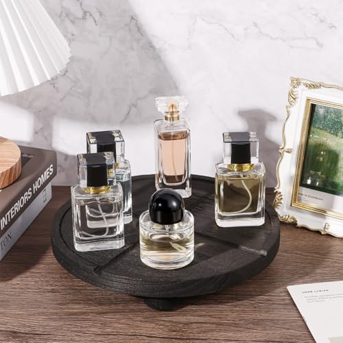 10'' Round Wooden Tray Pedestal Stand, Farmhouse Bathroom Decor Riser for Soap Dispenser, Perfume, Candle, 10'', Matte Black - color: 10''-matte Black1